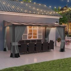 A versatile and stylish addition to your outdoor space.

A 10' x 14' lean-to gazebo with a hardtop roof and double curtains offers a combination of protection, functionality, and aesthetic appeal. Here's a breakdown of its key features and benefits:
Key Features:

    Hardtop Roof: Provides reliable shelter from rain, snow, and harmful UV rays.
    Sloped Design: Allows for efficient water runoff, preventing pooling and damage.
    Double Curtains: Offer privacy, insect protection, and customizable ambiance.
    Wall-Mounted: Requires a wall for support, making it ideal for patios, decks, or garden areas.
    Versatile Design: Can be used for dining, lounging, or entertaining guests.
#hardtopgazebo #leantogazebo #outdoorgarden #backyardliving #patiofurniture #outdoorliving #summertime Sloped Roof, Garden Areas, Patio Backyard, Garden Gazebo, Backyard Living