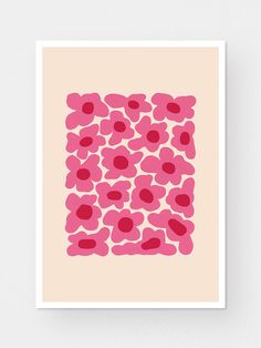 a pink and red print with dots on it