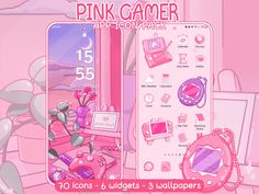 pink game app icon pack with icons and wallpapers