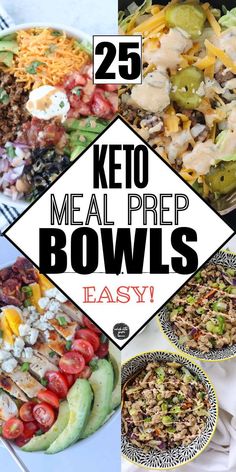 keto meal prep bowls with text overlay