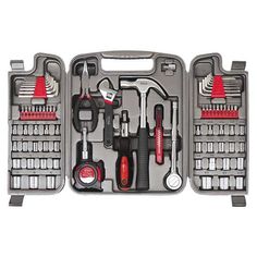 an assortment of tools in a tool box