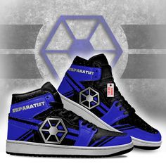 Separatist Star Wars Symbols J1 Shoes Custom For Fans TT20All of our JD Sneakers styles are custom-made-to-order and handcrafted to the highest quality standards. High-quality rubber sole for traction and exceptional durability. Lace-up closure for a snug fit. Material: Microfibre leather: chemical & abrasion resistance, anti-crease, aging resistance Eco-friendly and 100% Vegan. Please allow 10-15 business days to receive a tracking number while your order is hand-crafted, packaged and shipped f J1 Shoes, Star Wars Symbols, Cartoon Shoes, Cartoon Fan, Shoes Custom, Custom Cartoons, Air Jordan 1 High, Jordan 1 High, Trendy Sneakers