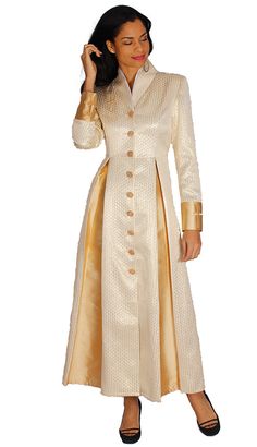 Diana Couture Church Robe 8556-Gold - Church Suits For Less Clergy Women, Clergy Robes, Women Church Suits, Cross Embroidery, Women Church, Church Fashion, Church Suits, Church Dresses, Special Occasion Outfits