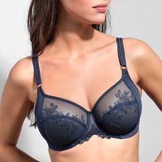 Full-cup bra Empreinte Garance Elegant Full Cup Bra With Padded Cups, Elegant Underwire Bra With Medium Bust Support, Elegant Full Cup Bra With Built-in Bra, Elegant Full Cup Bra, Elegant Full Coverage Bra With Removable Cups, Chantal Thomass, Simone Perele, Full Cup Bra, Embroidered Tulle