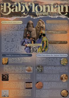 an information poster for the baby ionan empire, with pictures of people in ancient egypt