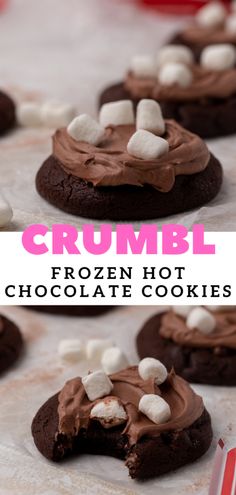 chocolate cookies with marshmallows on top and in the middle