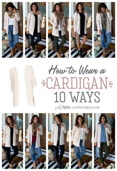 How to Wear One Cardigan 10 Ways – Just Posted How To Wear Jeans, Mode Ab 50, Cardigan Outfits, Adidas Outfit, Look Book, Fashion Tips For Women, Mom Outfits