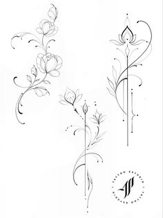 three flower tattoos on the back of their arm and shoulder, one is black and white