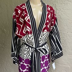 $298 Trina Turk Riff Kimono Style Jacket Size M New With Tag. Measurements Approximately: . Photos Are Part Of Description. Thank You For Looking. Chic Red V-neck Outerwear, Chic Multicolor V-neck Outerwear, Chic Multicolor Long Sleeve Outerwear, Multicolor Wrap Spring Outerwear, Multicolor Wrap Outerwear For Spring, Spring Multicolor Wrap Outerwear, Fitted Red Long Sleeve Kimono, Bold Fitted Long Sleeve Outerwear, Long Sleeve Kimono For Workwear