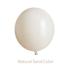 a white balloon with the words natural sand color on it