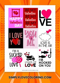 valentine's day stickers with the words i love you