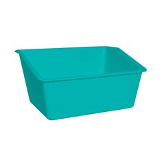 a blue plastic container on a white background