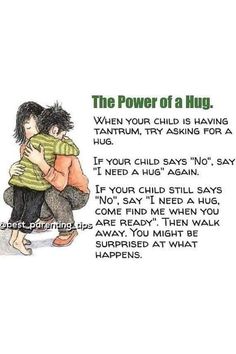 two children hugging each other with the caption'the power of a hug '