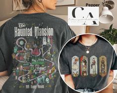 Happy Halloween Disney, Haunted Mansion Shirt, Disney Cartoon Movies, Ghost Gifts, Disney Halloween Shirts, Retro Disney, Halloween Disney, The Haunted Mansion, Scary Pumpkin