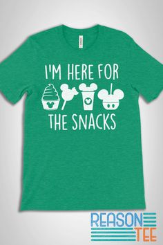 Get your I'm Here For The Snacks T-shirt and be Instagram, picture, or selfie-ready! The perfect tee for your squad. Super comfy; this will become your next favorite tee for everything - hiking, vacation, biking, Sunday Funday, chilling... T-shirt fabric: Solid Colors: 4.2 oz., 100% Airlume combed and ring-spun cotton, 32 singles Heather CVC/Blend Colors: 52% Airlume combed and ring-spun cotton, 48% polyester Sport Grey: 90% Airlume combed and ring-spun cotton, 10% polyester Here For The Snacks, Disney Snacks, Sunday Funday, Shirt Fabric, Unisex Shirt, Solid Colors, Spun Cotton, Hiking, Snacks