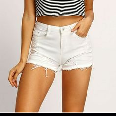 White Cut Off Shorts Chic White Mid-rise Shorts, Chic High Rise White Shorts, Chic White High Rise Shorts, Cut Off Shorts, Cut Off, Limited Time, Jean Shorts, Coming Soon, Color White