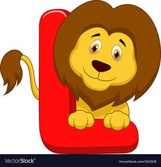 a cartoon lion sitting on the letter j