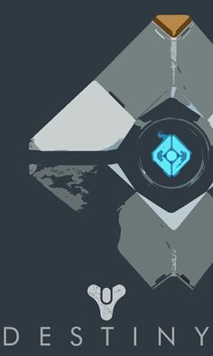 the logo for destiny's is shown on a black background with white and blue shapes