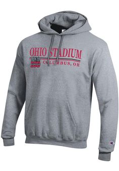 Put your Buckeyes spirit on display in this Ohio State Buckeyes Long Sleeve Hoodie! You'll be cozy on game day in this The Ohio State University Mens Grey Ohio Stadium 100 Years Hooded Sweatshirt. This Buckeyes Long Sleeve Hoodie features a Screen print of Ohio Stadium 100 Years "The Shoe" graphic on front chest. Wear your Ohio State Buckeyes spirit with pride in this great Mens Hooded Sweatshirt! Screen printed team logo on chest, Super soft fleece, Ribbed cuffs and waistband, Front pouch pocke Texas State Bobcats, Ohio Bobcats, Washington State Cougars, Iowa State Cyclones, Texas Tech Red Raiders, Indiana Hoosiers, Clemson Tigers, Tennessee Volunteers, Hooded Sweatshirt Men