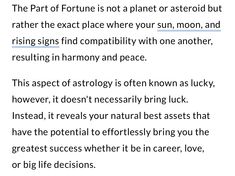 the part of fortune is not a planet or astroid but rather