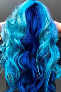 Dark Blue Roots Light Blue Hair, Light Teal Hair, Blue Hair Color Highlights, Hair Color Palette, Dark Teal Hair, Fun Hairstyles, Funky Hair, Blue Ombre Hair