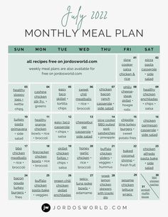 an image of the month meal plan