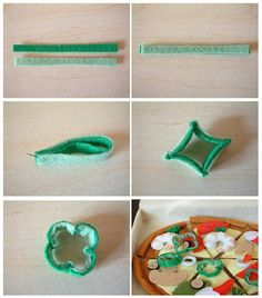 instructions for how to make an applique pizza slicer with fondant and felt