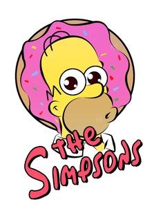 the simpsons donut has pink frosting and sprinkles on it's face