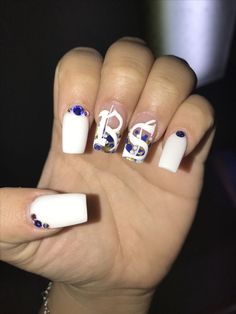 BF Initial Nail ideas with initial, Short square acrylic nails, Long Acrylic Nails Coffin Ombre, What Are Acrylic Nails, Initial Nails, Ballerina Acrylic Nails, Purple Acrylic Nails, Red Acrylic Nails, Blue Acrylic Nails, White Acrylic Nails, Simple Acrylic Nails