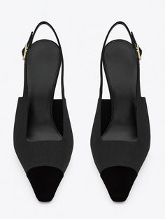 Olivia Mark - Chic Black Stiletto Heels Featuring Satin Upper and Slingback Detail Black Stiletto Heels, Chunky Heel Pumps, Black Stilettos, Olivia Mark, Pump Shoes, Black Heels, Chunky Heels, Pumps Heels, New Black