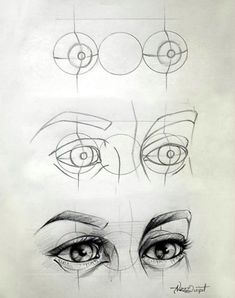 an image of different types of eyes drawn in pencil on paper with the words, how do you draw?