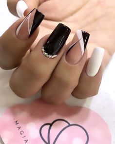 Ska Punk Nails, Black And White Nail, 2024 Nails, Smink Inspiration, White Nail, Classy Nails