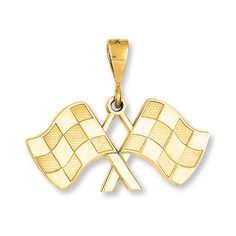 Start your engines! This racing flag charm is crafted in 14K yellow gold with a combination of high-polish and satin finishes. (The necklace is sold separately.) Jewelry Charms Pendants, Checkered Flag, Gold Polish, Fine Jewelry Gift, Fine Jewellery Necklace, Gold Texture, Gold Charm, High Quality Jewelry