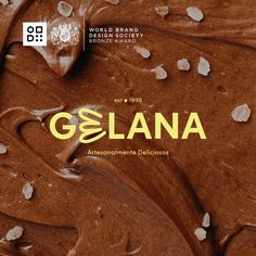 the cover of g & llana magazine with chocolate swirled over it