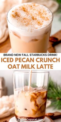 iced pecan crunch oat milk latte is the perfect drink for cold weather