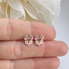 Toddler Earrings, Rudolph Red Nose, Earrings Kids, Baby Earrings, Kids Earrings, Earrings Christmas, Nose Stud, Hypoallergenic Earrings, Christmas Earrings