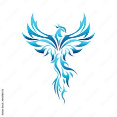 a blue bird tattoo design on a white background with the words,'firebird '