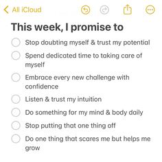 a list with the words'this week, i promise to '