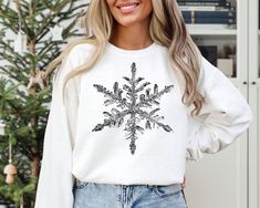 Snowflake T-Sweatshirt, Christmas Sweatshirt, Holiday Party Hoodie, Women Christmas Shirt, Snowflake Winter Sweatshirt, Clearance Shirt Custom Print Black Winter Sweatshirt, Winter Holiday Crew Neck Sweatshirt, White Winter Holiday T-shirt, Snowflake Sweatshirt, Glitter Snowflake Shirt, Winter Sweatshirt, Christmas Women, Christmas Sweatshirts, Christmas Shirts