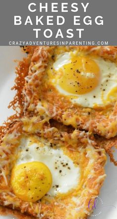 two fried eggs are on top of some toast