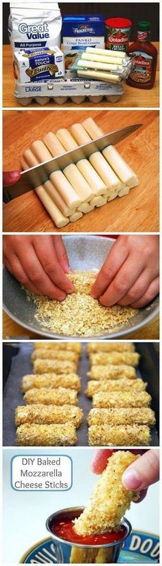 the steps to making bread sticks are shown