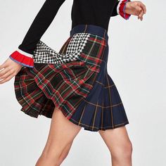 Summer High Waist Plaid Mini Skirts Women England Style Patchwork Plea – liilgal Plaid Mini Skirts, Harajuku Skirt, Skirts Women, England Style, England Fashion, Skirt Vintage, Plaid Mini Skirt