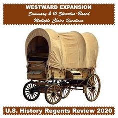 an old covered wagon with the words westward extension on it's side and text reading,