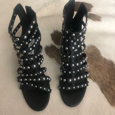 Nwt Steve Madden Black Studded Sandal Size 6.5 Studded Sandals, Steve Madden Shoes, Steve Madden, Women's Shoes Sandals, Black Silver, Shoes Sandals, Sandals, Women Shoes, Women Shopping