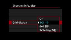 an image of the screen with text that reads, shooting info dsp grid display