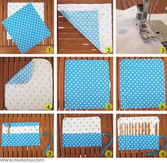 step by step instructions on how to sew a polka dot table runner with the sewing machine