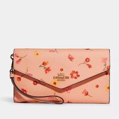 Nwt Coach Travel Envelope Wallet With Mystical Floral Print In Faded Blush Multi Details Printed Coated Canvas And Smooth Leather Five Credit Card Slots Id Window Inside Zip And Open Pockets Snap Closure Outside Zip Coin Pocket Detachable Wrist Strap Measures Approx. 8 1/4″ (L) X 4 1/2″ (H) Coach Coin Purse, Canvas Wallet, Brown Leather Wallet, Envelope Wallet, Brown Wallet, Black Leather Wallet, Black Wallet, Mini Purse, Coach Leather