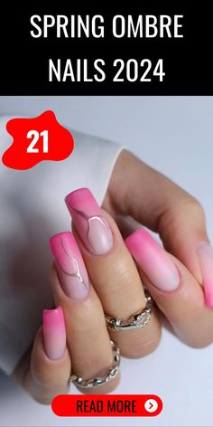 Spring Twists, Bold Art, Pink Spring, Acrylic Designs, Us Nails, Square Acrylic Nails, Square Nails, Ombre Nails, Delicate Flower