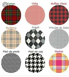 the different plaid patterns are shown in various colors and sizes, including red, black, white