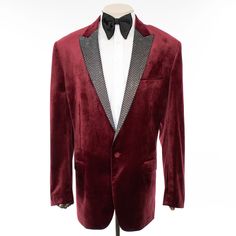 This dinner jacket with its gold embroidered paisley pattern is flashy and fashionable. Don't just be the center of attention at any formal event you attend, be the event. 95% Polyester, 5% Viscose Slim-Fit Single Breasted Dual Vents Peak Lapel 3 Internal Pockets Velvet Dinner Jacket, Formal Jacket, Dinner Jacket, Burgundy Velvet, Peak Lapel, Paisley Pattern, Formal Event, Single Breasted, Paisley